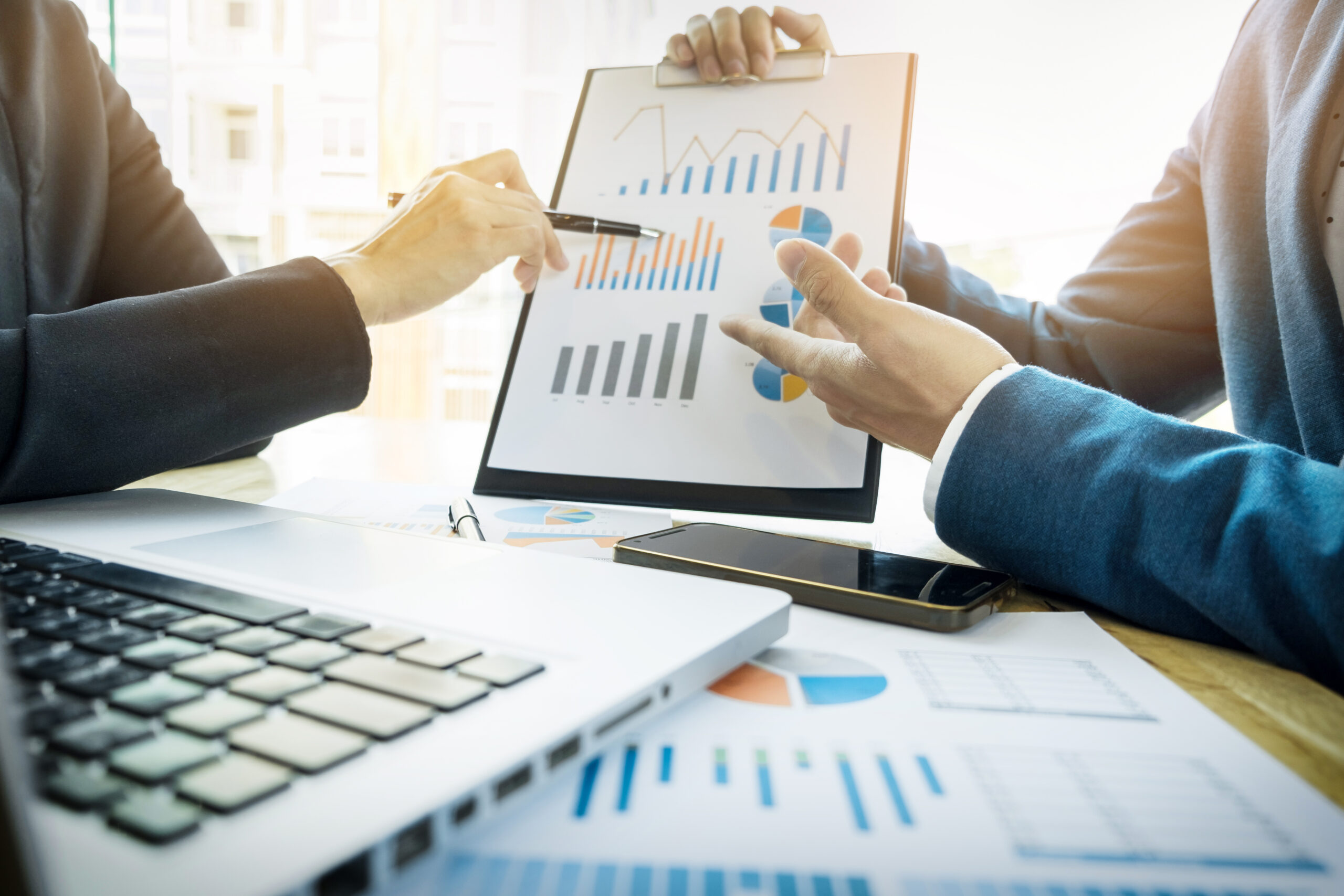 team work process. young business managers crew working with new